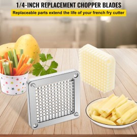1/4 Inch Replacement Chopper Blade Assembly 6 Extra Knives Stainless Steel Dicer Parts Push 3 PCS French Food Processor MachineSlice Thickness: 1/4 inch