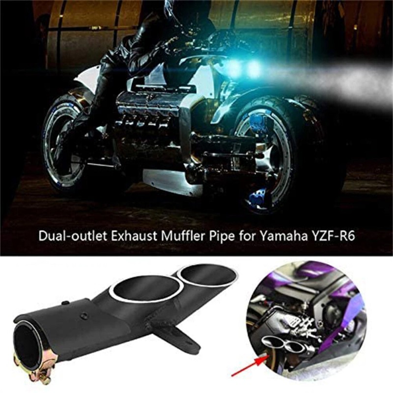 Unbranded For Yamaha YZF-R6 38-51mm Dual Outlet Motorcycle Exhaust Muffler
