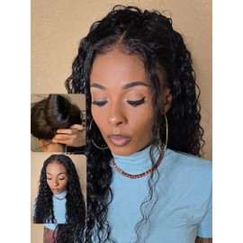 Nadula Pre Everything Glueless Water Wave 13x4 Hd Lace Front Wigs Human Hair with Invisible Drawstring Wet and Wavy Bye Bye Knots Glueless Wig Pre Plucked Pre Cut Lace Ready to Wear Front Wig 16inch