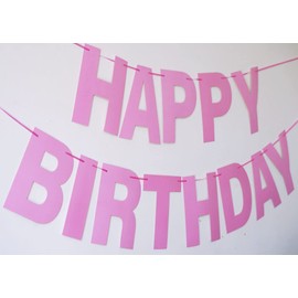 Pink Happy Birthday Banner, Prestrung Happy Birthday Sign Garland, Pink Birthday Party Decorations for Girls & Women