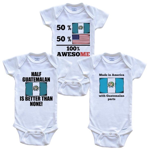 Guatemalan American Baby Bodysuit Bundle (3 Piece Set), 12 Months