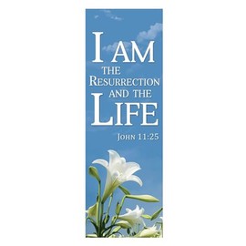 Trinity Church Supply New Life Series Banner Enhance Worship Spaces with Faithful Decor, Heavenly Sanctuary Christian Religious Banners, I Am the Resurrection, 2ft x 6ft