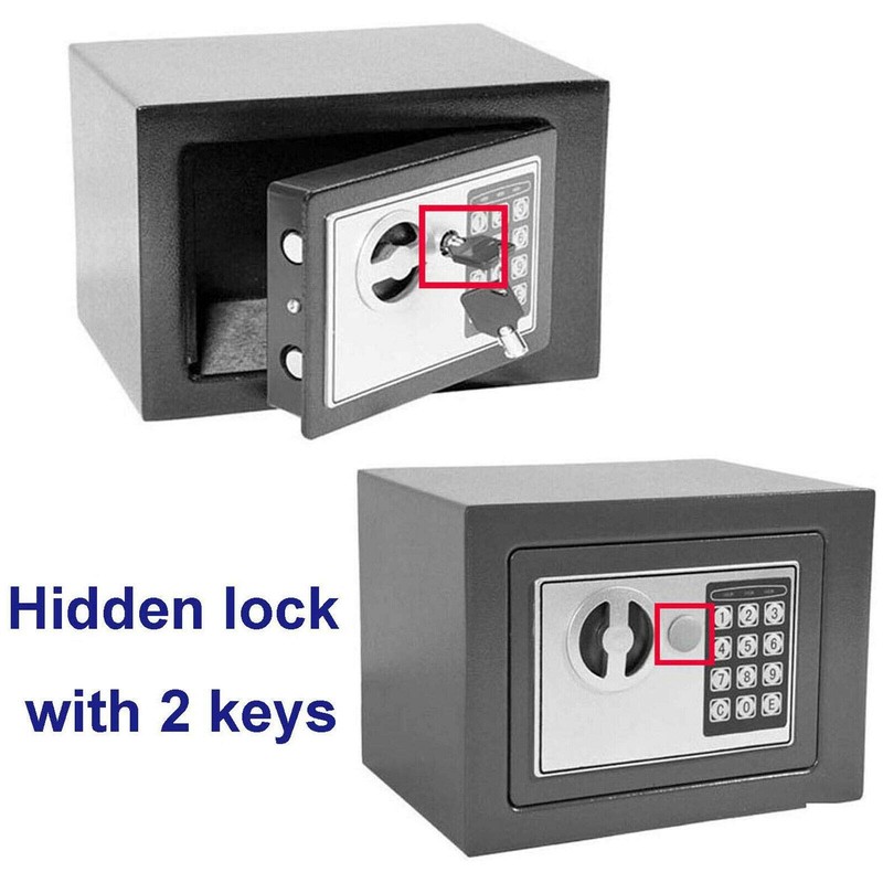 Lucn Electronic Safe Box Password Case 4.6L Grey Steel Digital/Key
