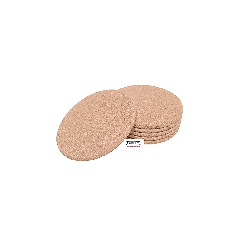 SaatSaa 6 x Cork Coaster Trivet - Heat Resistant Pads