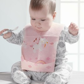 SUNVENO Disposable Bibs, Cute Baby Bib Waterproof for Toddlers with Adjustable Fastener, Individual Packaged, 60 Pieces