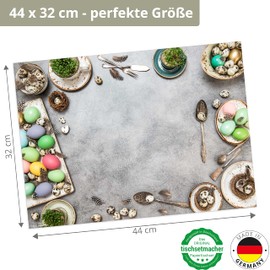 Placemat, Easter Table, Pack of 12, Made in Germany, 44 x 32 cm, Made of Special Natural Paper in Storage Folder - The Special Table Decoration for Spring, Easter and Flowers