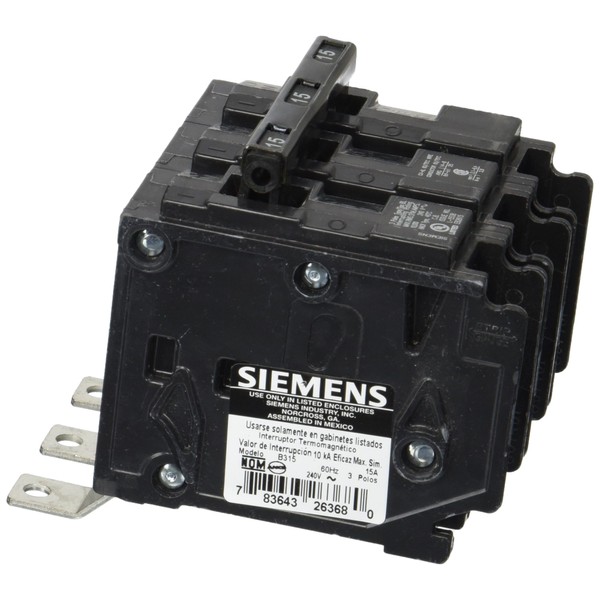 Siemens B315 15-Amp Three Pole 240-Volt 10KAIC Bolt in Breaker, Color