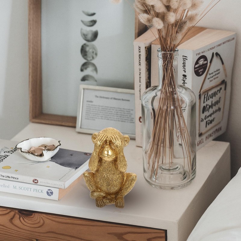 Housoutil Resin Monkeys, Nothing See Gold Monkey Statue, Evil Golden