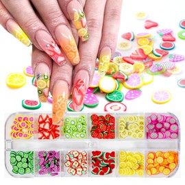 3D Fruit Nail Art Slices, Summer Slime Supplies, Decorations, Flakes, Accessories for Cute Designs, Women Girls Manicure, DIY Crafts, Fimo