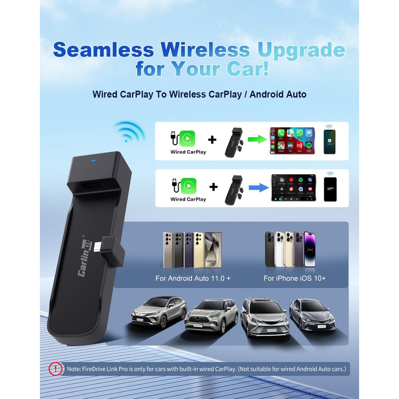 Carlinkit Wireless CarPlay & Android Auto Adapter, FireDrive Link Pro