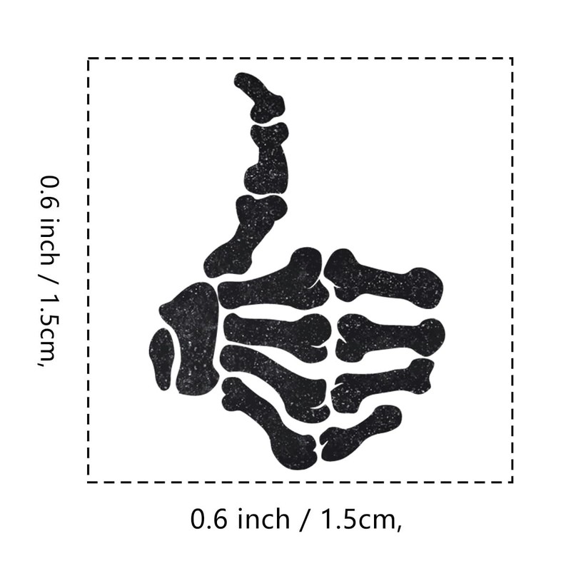 Thumbs Up Skeleton Rubber Stamp, 3/5 Inch Small Mini Stamp