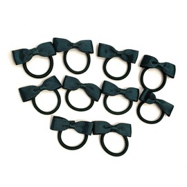 Caprilite 10 Bundle Set School Hair Bobbles for girls. Girls Toddlers Bow Elastic (Green)