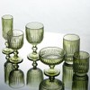 WAIT FLY Vintage Embossed Stripe Glass Dessert Bowl, Footed Trifle