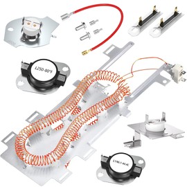 8544771 Dryer Heating Element Replaces Maytag Whirlpool WP8544771 PS11746337 W10836011 WP8544771VP 1180054 AP6013115 (5400Watt 240 Volt), with 2PCS 3392519 279816 279973 Thermal Fuse & Thermostat Kit