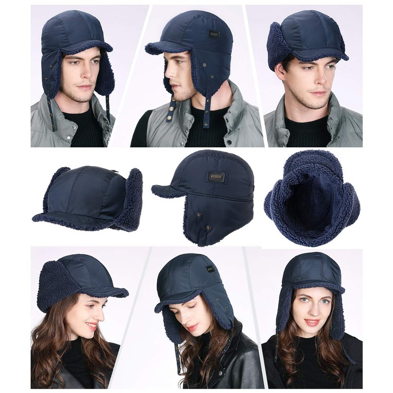 Oversized L Men Women Winter Trapper Hat Waterproof Windproof Aviator