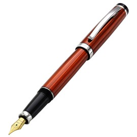 Xezo Incognito Fountain Pen, Fine Nib. Sunstone Orange Color with Pure Platinum Plating. Handcrafted, Guilloche Engraved. Limited Edition of 500, Serialized