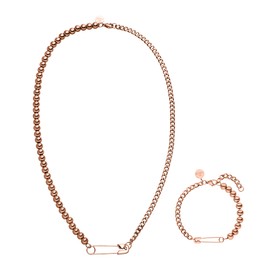 Purelei® Kipi Jewellery Set (Gold, Silver, Rose Gold), Unisex Jewellery Set Made of Durable Stainless Steel, Waterproof Necklace and Bracelet with Pin for Men and Women, Stainless Steel, No Gemstone