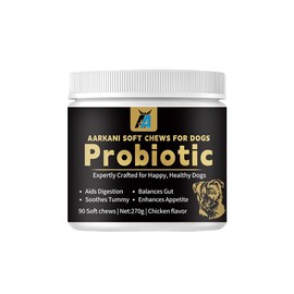 Aarkani Probiotic Supplement for Dogs – Promotes Digestive Health, Soothes Stomach, and Boosts Immunity – Chicken Flavor – Vet-Formulated– 90 Soft Chews