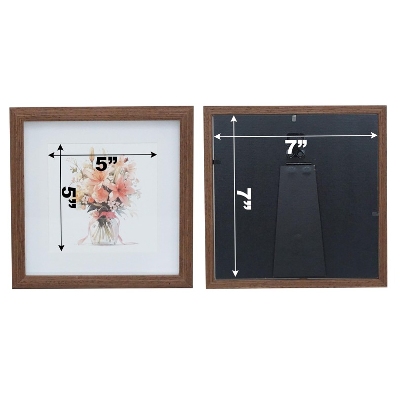 7X7 Wooden Picture Frame, 7X7 Square Picture Frame with 5x5