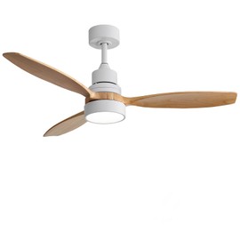 Sofucor 52 Inch Ceiling Fans with Lights, Solid Wood Indoor/Outdoor Ceiling Fan with Light Remote Control, Reversible DC Motor, 3CCT LED, 3 Blade Modern Ceiling Fans for Bedroom Farmhouse Patio