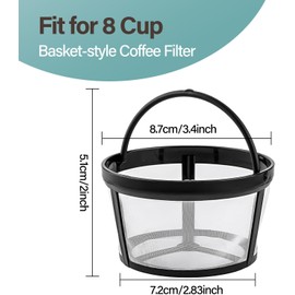 Reusable Coffee Filters 4-8 Cup, Coffee Filter Basket Universal Coffee Filter Replacement Safety Nylon Mesh Reusable Coffee Filters for Mr. Coffee Makers and Brewers