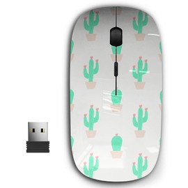 2.4G Ergonomic Portable USB Wireless Mouse for PC, Laptop, Computer, Notebook with Nano Receiver ( Cactus Flowers Green )