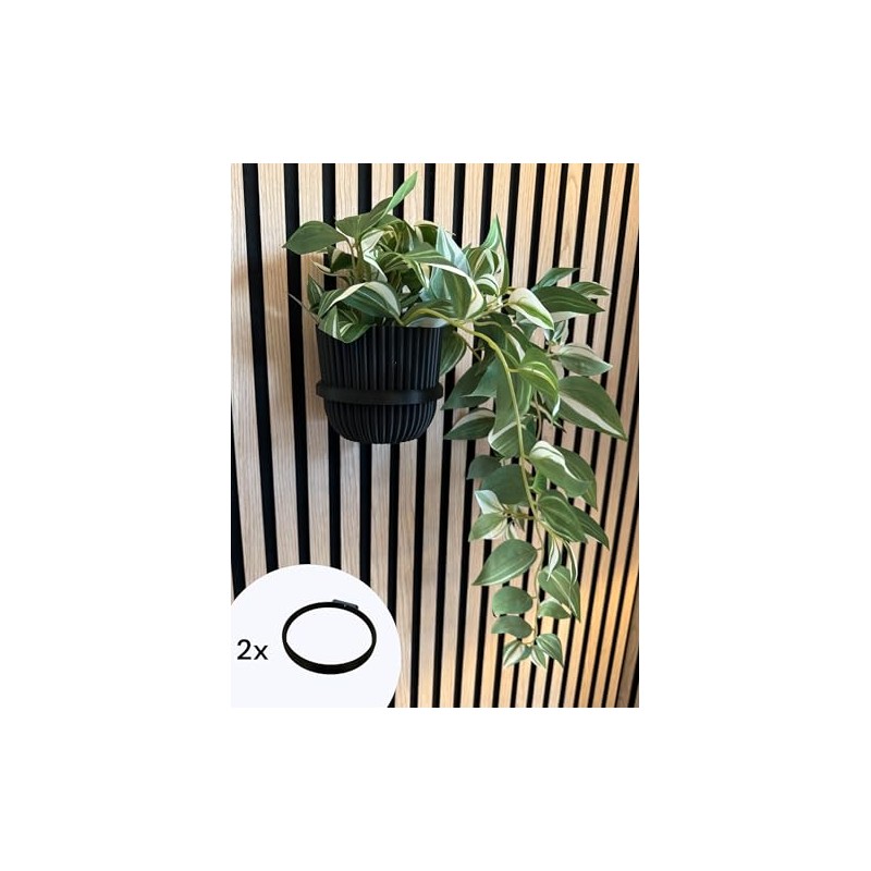 Acoustic Panel Plant Ring V2 Large Black Drill Free Mounting