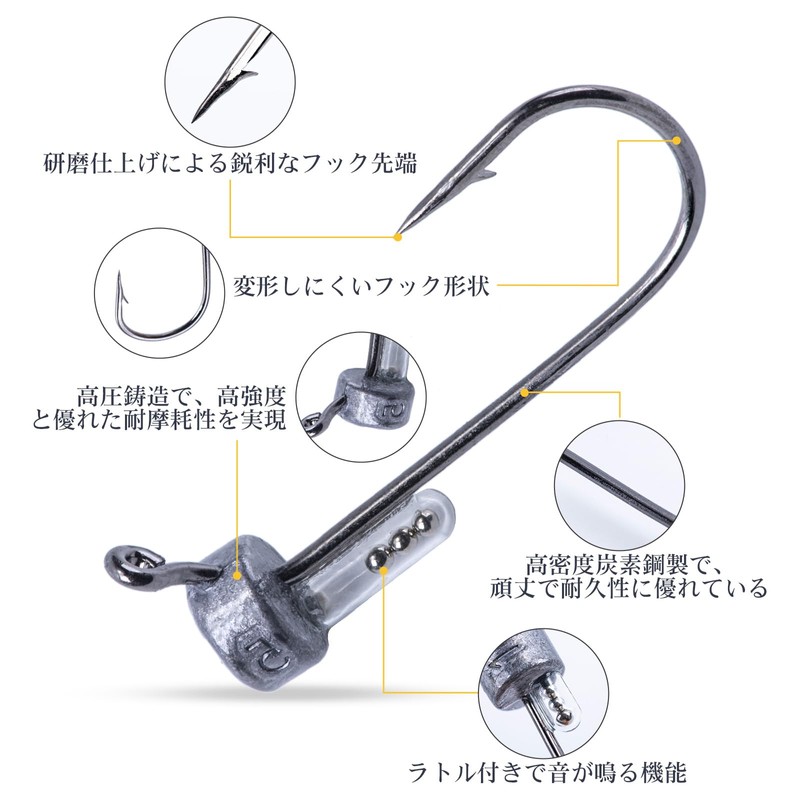 Goture Jig Head Ned Rig Hooks 0.2 oz (5 g)