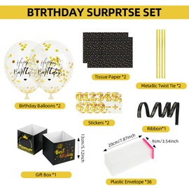 OFFCUP Happy Birthday Money Box Cash Gift, Pull Surprise Money Gift Box for Any Age, Fun Birthday Money Gift Box for Boys Teens Girls Men Women Birthday Parties (Black-Number)