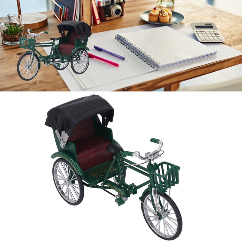 Rickshaw Model Retro Design Decorative Interesting Alloy 3 Wheel Rickshaw