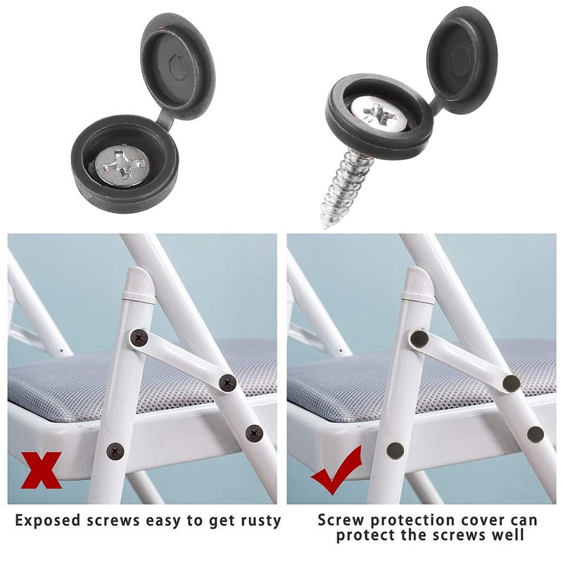 150Pcs Black Screw Caps Hinged Plastic Screw Cover Caps for