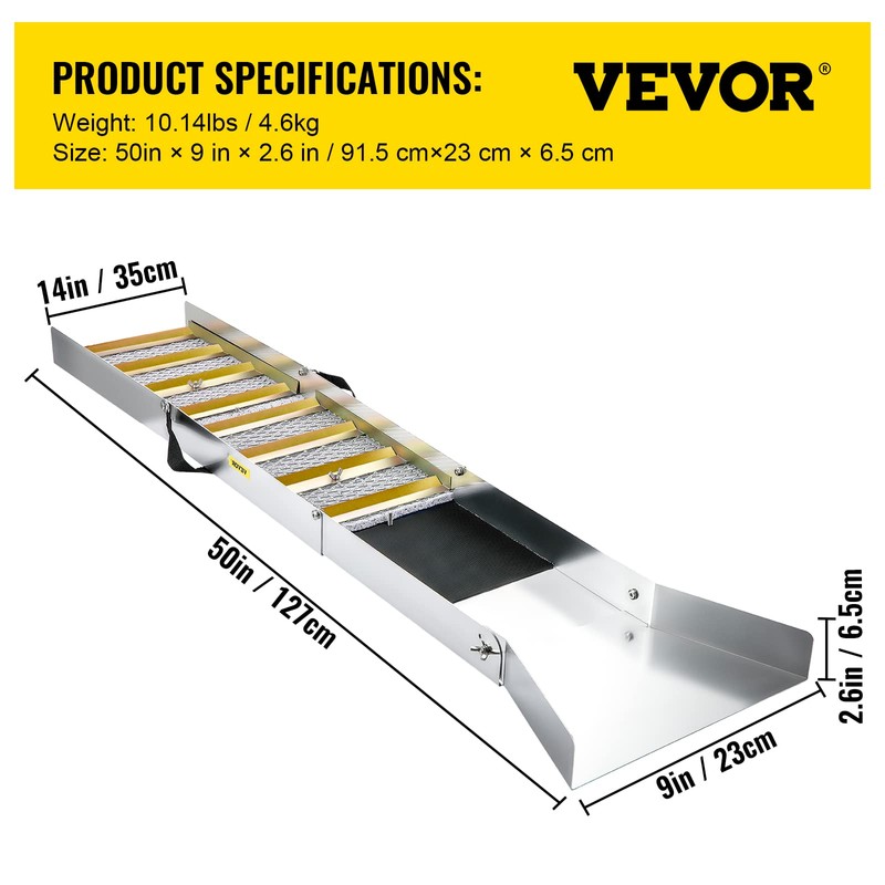 VEVOR Folding Aluminum Alloy Sluice Box, Compact 50" Sluice Boxes