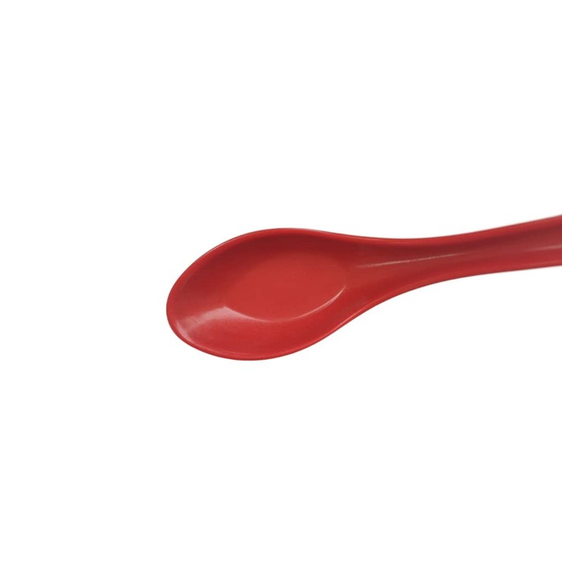 Plastic Large Soup Spoons with Long Handle, Red and Black