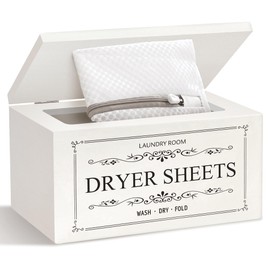 Dryer Sheet Holder , Dryer Sheets Dispenser comes with 1 Laundry Bag , Wooden Small Laundry Container for Organization, Fabric Softener Container and Storage , Cute Dryer Sheet Box
