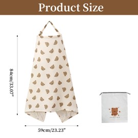 Breastfeeding Cover, Nursing Cover Made of Pure Cotton Gauze, 360° Full Coverage to Protect Privacy, Comes with A Storage Bag