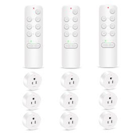 Remote Control Outlet, GREENCYCLE Remote Timer Switch, Plug in Light Switch Outlet, 500ft Range, 15A/1500W, for Lights, Fans, Christmas Lights, Household Appliance, 3Remotes 9Outlets