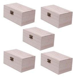 TOYANDONA 5Pcs Unfinished Wooden Boxes, Unfinished Wood Boxes Unpainted Wooden Boxes for Crafts DIY Wood Box with Hinged Lid Art Hobbies Jewelry Box (4.7x2.7x1.9 inch)