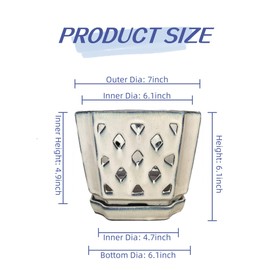 Beitewei Orchid Pots with Holes 7 inch Orchid Planter Large Flower Pot Square Ceramic Flower Container Succulent Plant Planter Butterfly Pot Flower Pots Indoor (Cream)