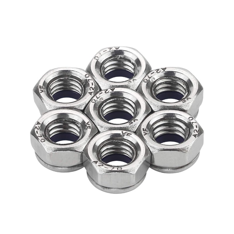 Favordrory M8 x 1.25mm 304 Stainless Steel Self-Lock Nylon Inserted