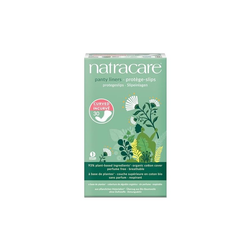 Natracare 3060 Natural Curved Panty Liners 30 Count (5 Pack)