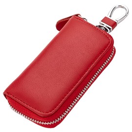 Stablue Genuine Leather Key Case, Women's, Stylish, Men's, Key Ring, Large Capacity, Smart Key, Cowhide Leather, red