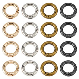 Hobbspring 24Pcs 4 Colors Small Spring O Ring 20mm Round Snap Clip Key Rings Mini Round Carabiner Clip Necklace Shortener Clasp for Jewelry Bracelets Connector Purse Charm Rings Clasps