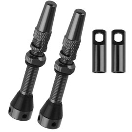 Lueden 2Pcs Bike Tubeless Presta Air Valve Stem, Alloy Tubeless Presta Valve Stem with Valve Core Removal Tool for Tubeless Rims Mountain Roade Bicycle Racing Tyres Accessories, Black (44 mm)