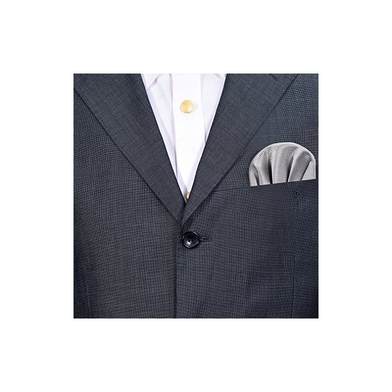 DonDon Men's Pocket Square Pre-folded for the Perfect Fit, Silver