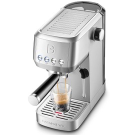 CASABREWS 3700 Essential Espresso Machine 20 Bar, Stainless Steel Cappuccino & Latte Machine with Steam Frother for Home, 43.9oz Water Tank, Coffee Gift for Women & Men, Silver