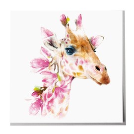 Lola Design - Wildlife Botanical Greeting Cards, Giraffe Design - Suitable for Birthdays, Congratulations or Any Special Occasions - Blank Inside with Grey Envelope - 150mm x 150mm