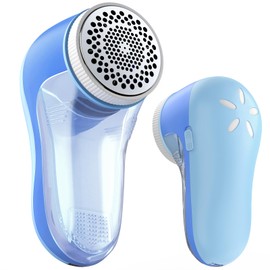 POPCHOSE Fabric Shaver, Lint Remover for Clothes, Electric Lint Shaver with 6-Leaf Blades, Sweater Shavers to Remove Pilling for Clothing, Couch, Furniture, Fuzz, Lint Ball, Bobbles, Blue-Cyan