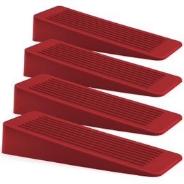 Red Rubber Door Stop 4 Pack, Door Stoppers for Floor, Door Stops Indoors, Door Wedge, Non-Slip Rubber Door Stopper, Door Wedges Indoors, Ideal for All Floor Types
