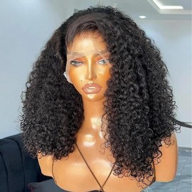 Bling Hair 12~34Inch Brazilian Kinky Culry 13x4 Transparent Lace Frontal Human Hair Wig Hair Pre-Plucked 180Density 4x4 Lace Closure Curly Hair Wigs For Women - Wig Size: 13x6 Deep Wave, Size: 20inch