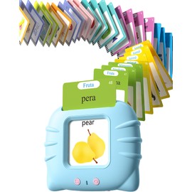 Airbition Bilingual Spanish and English Talking Flash Cards for Ages 2+, Pocket Speech Therapy Tools with 512 Words, Montessori Language Learning and Autism Aids, Children's Sensory Learning Kit